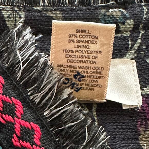 Loft Outlet Black Floral Fringe Embroidered 3/4 Sleeve Open Front Blazer Size 8 - Picture 11 of 12